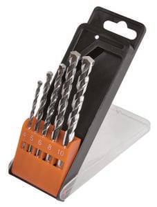 AVIT  AV08010 Carbide metal Masonry twist drill bit set 5-piece 4 mm, 5 mm, 6 mm, 8 mm, 10 mm  Cylinder shank 1 Set