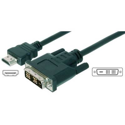 Digitus HDMI / DVI Adapter cable HDMI-A plug, DVI-D 18+1-pin plug 10.00 m Black AK-330300-100-S screwable HDMI cable-3