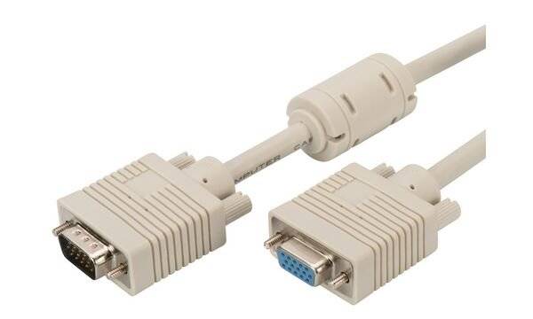 Digitus VGA Cable extension VGA 15-pin plug, VGA 15-pin socket 10.00 m Grey AK-310203-100-E screwable, incl. ferrite cor-5