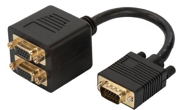 Digitus VGA Y cable VGA 15-pin plug, VGA 15-pin socket, VGA 15-pin socket 0.20 m Black AK-310400-002-S VGA cable-6