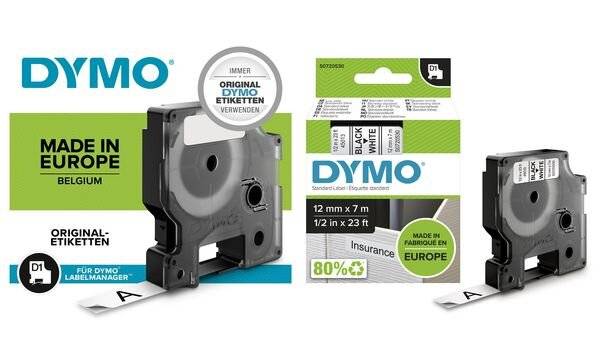 DYMO S0720520 Labelling tape Tape colour: Transparent Font colour: Red 12 mm 7 m-2