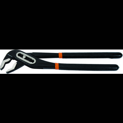 Water pump pliers with black handles and orange stripes.