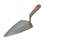 Trowel with a grey handle and orange accents, against a white background. Ideal for mixing and applying mortar.