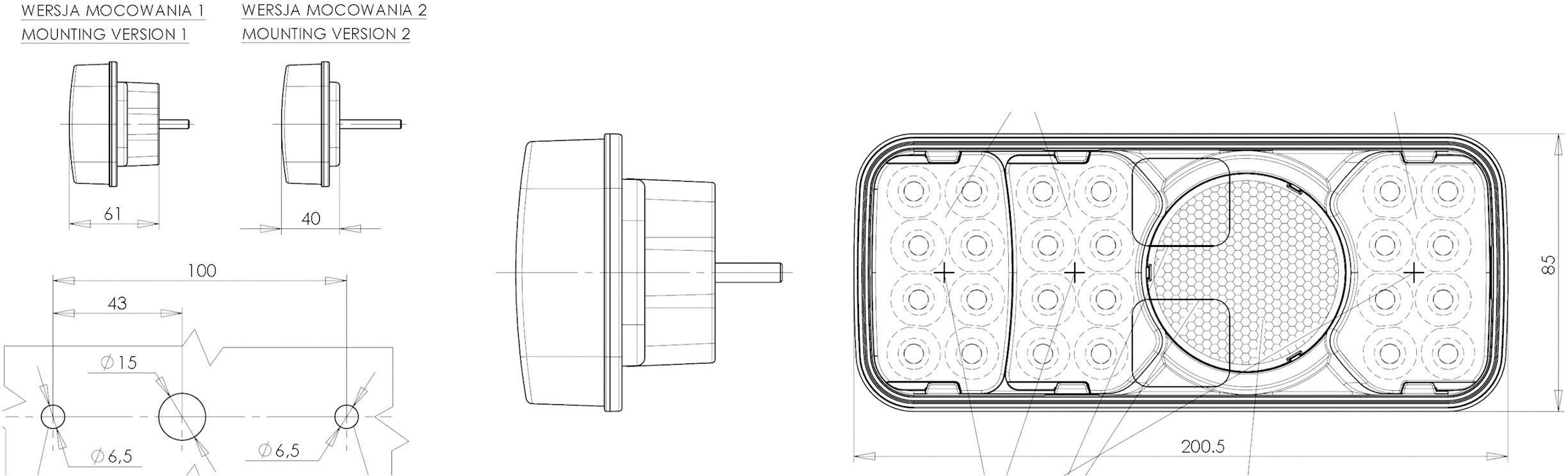 SecoRüt Trailer tail light Brake light, Reversing lamps, Turn signal, Tail light right 12 V, 24 V-1