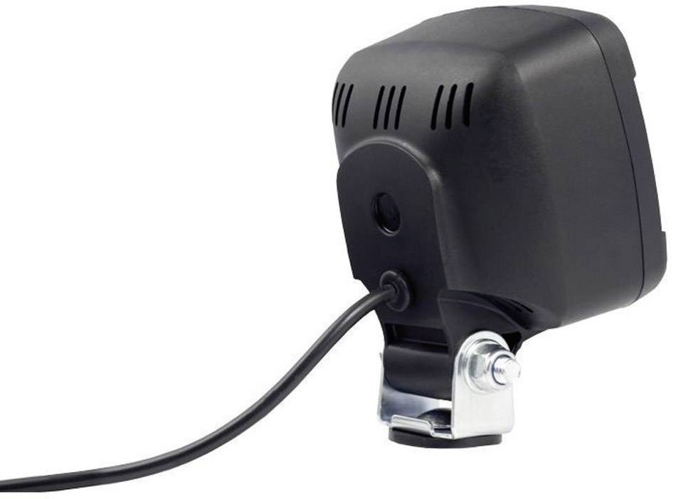 A black reversing camera with cable and metal mounting bracket, suitable for attachment to vehicles for rear view and safety.