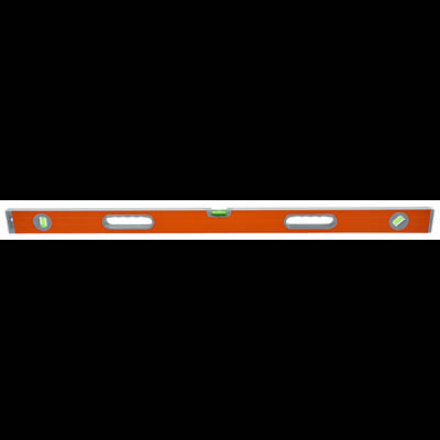 Spirit level with an orange casing and three vials for levelling.