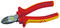 Side cutters with yellow and red handle, suitable for work up to 1000 volts, lying on a white surface.