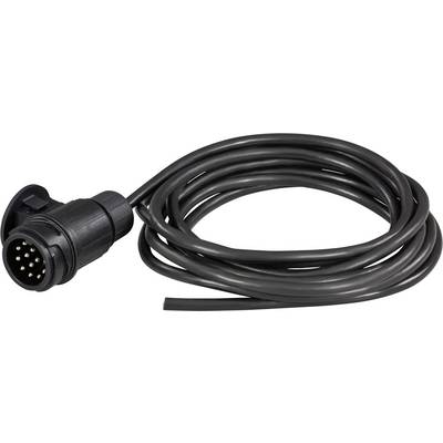 Black electric cable with a round, multi-pin plug. Ideal for automotive or trailer connections.