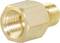 Brass adapter, hexagonal, with external right-hand thread and internal left-hand thread.