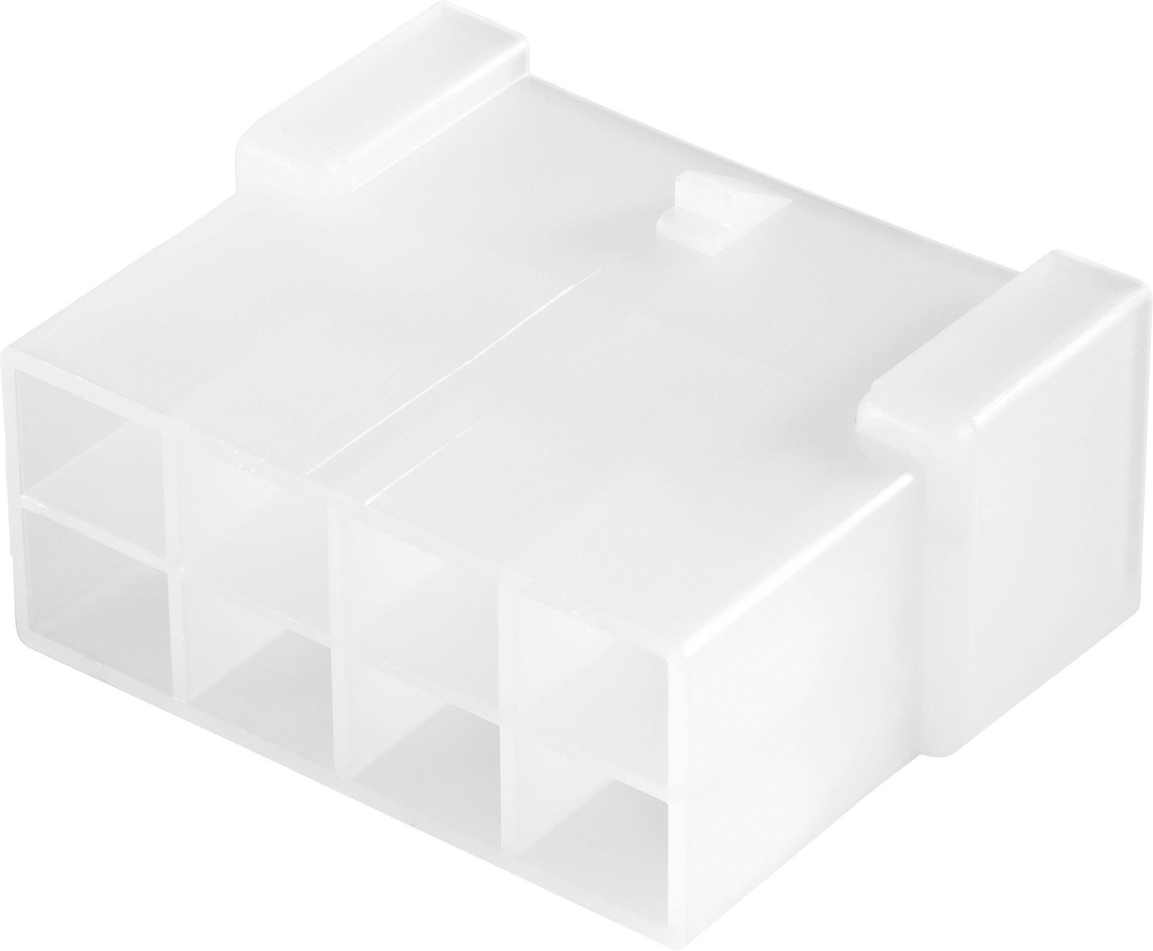 A white plastic plug with 6 rectangular connector sockets, suitable for electrical connections in devices or machinery.