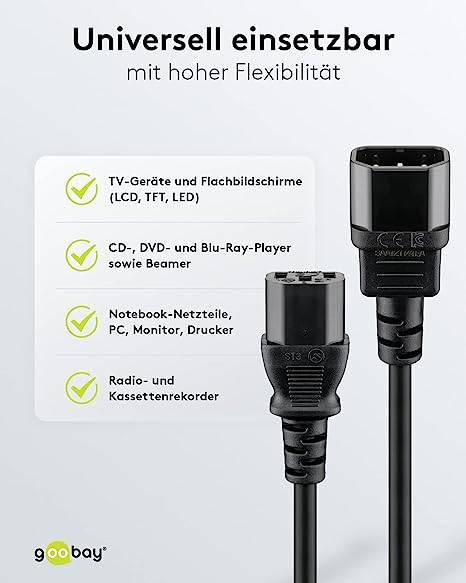 Goobay 68602 C13/C14 appliances Mains cable Black 1.5 m PVC coating-3