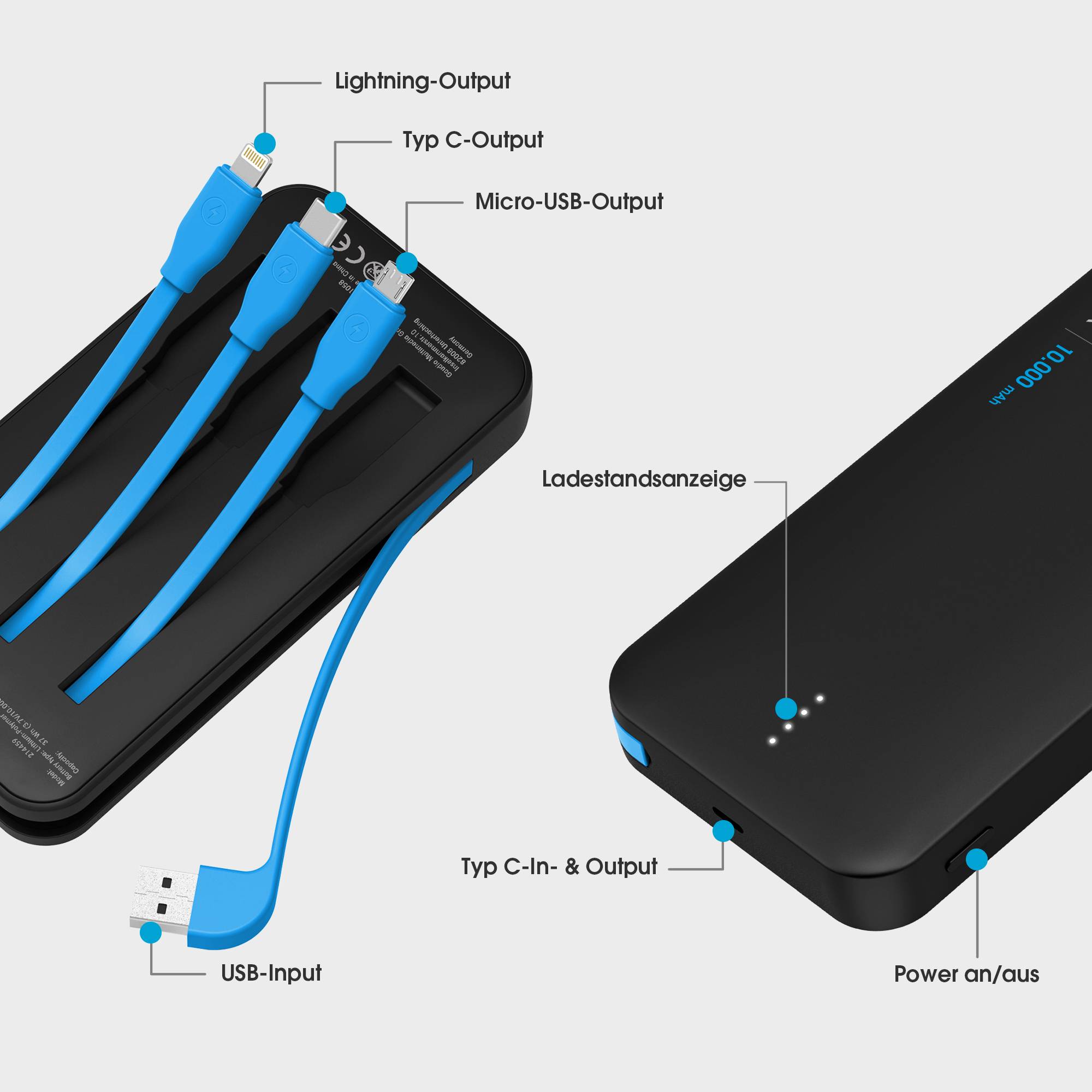 Xlayer Plus AllinOne Power bank 10000 mAh LiPo Black