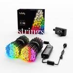 Smart fairy lights STRINGS with 600 5mm LED RGBW, cable black, 48m, WiFi, IP44