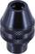 Drill chuck in tapered form, black, with ribbed surface to improve grip and holding power.