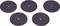 Five black grinding discs on a white background, evenly arranged side by side.