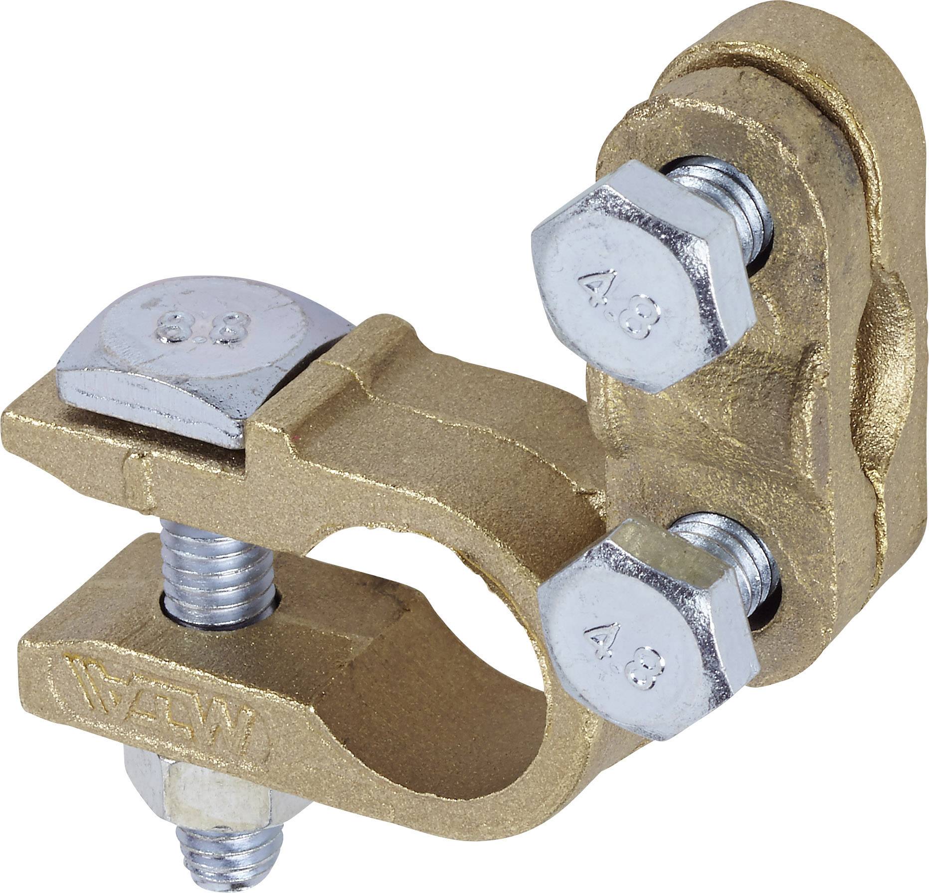'Bronze earthing clamp with two screws for mounting, suitable for electrical cables, robust and corrosion-resistant.'