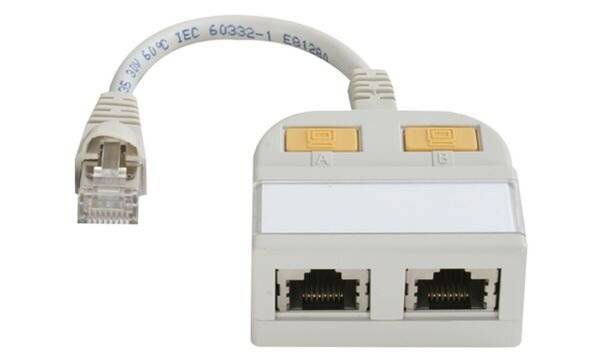 Telegärtner RJ45 ISDN Y adapter [2x RJ45 socket - 1x RJ45 plug] 15.00 cm Grey-white (RAL 7035)-3