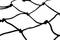 Black rope net against a white background, showing interconnected, square patterns.