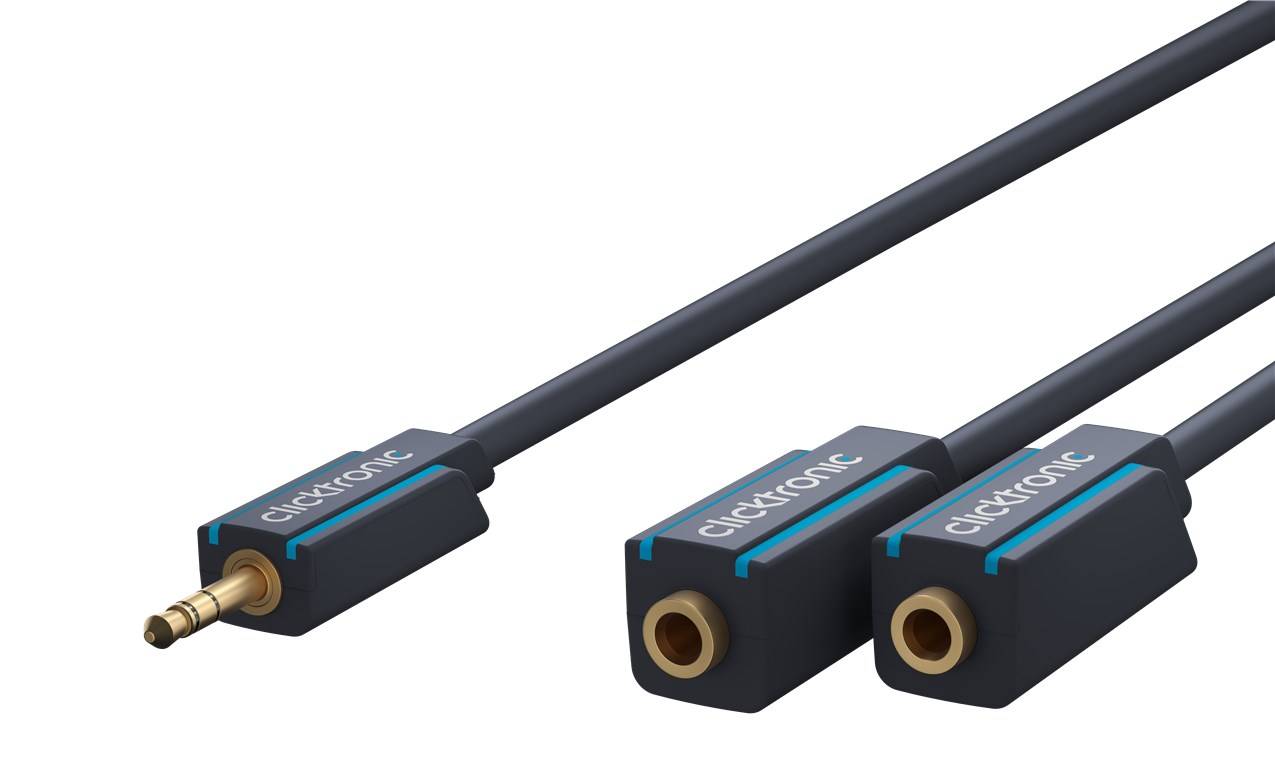 clicktronic 70491 70491 Jack Audio/phono Y adapter [1x Jack plug 3.5 mm - 2x Jack socket 3.5 mm] Blue-4