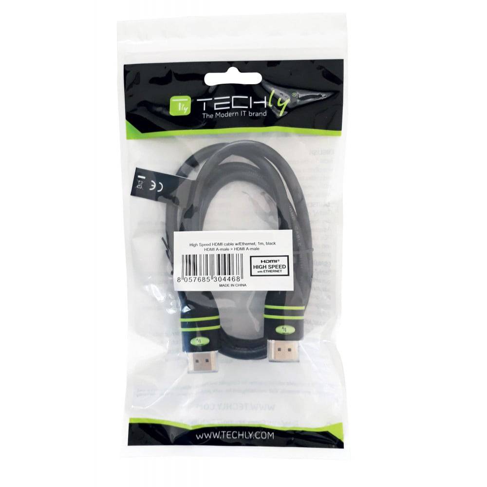TECHly HDMI Cable RJ45 connector 0.50 m Black ICOC-HDMI-4-005 PVC coating, triple shielding, Braided shield, Metal foil -6