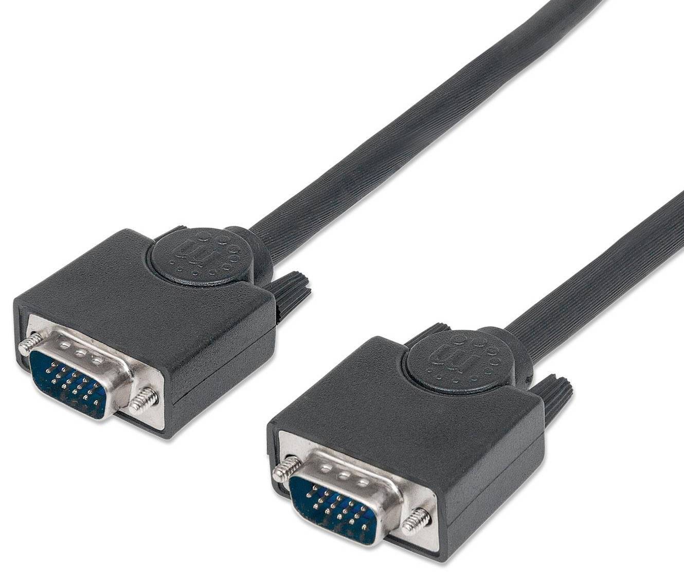 Manhattan VGA Cable VGA 15-pin plug 3.00 m Black 311748 screwable VGA cable-3