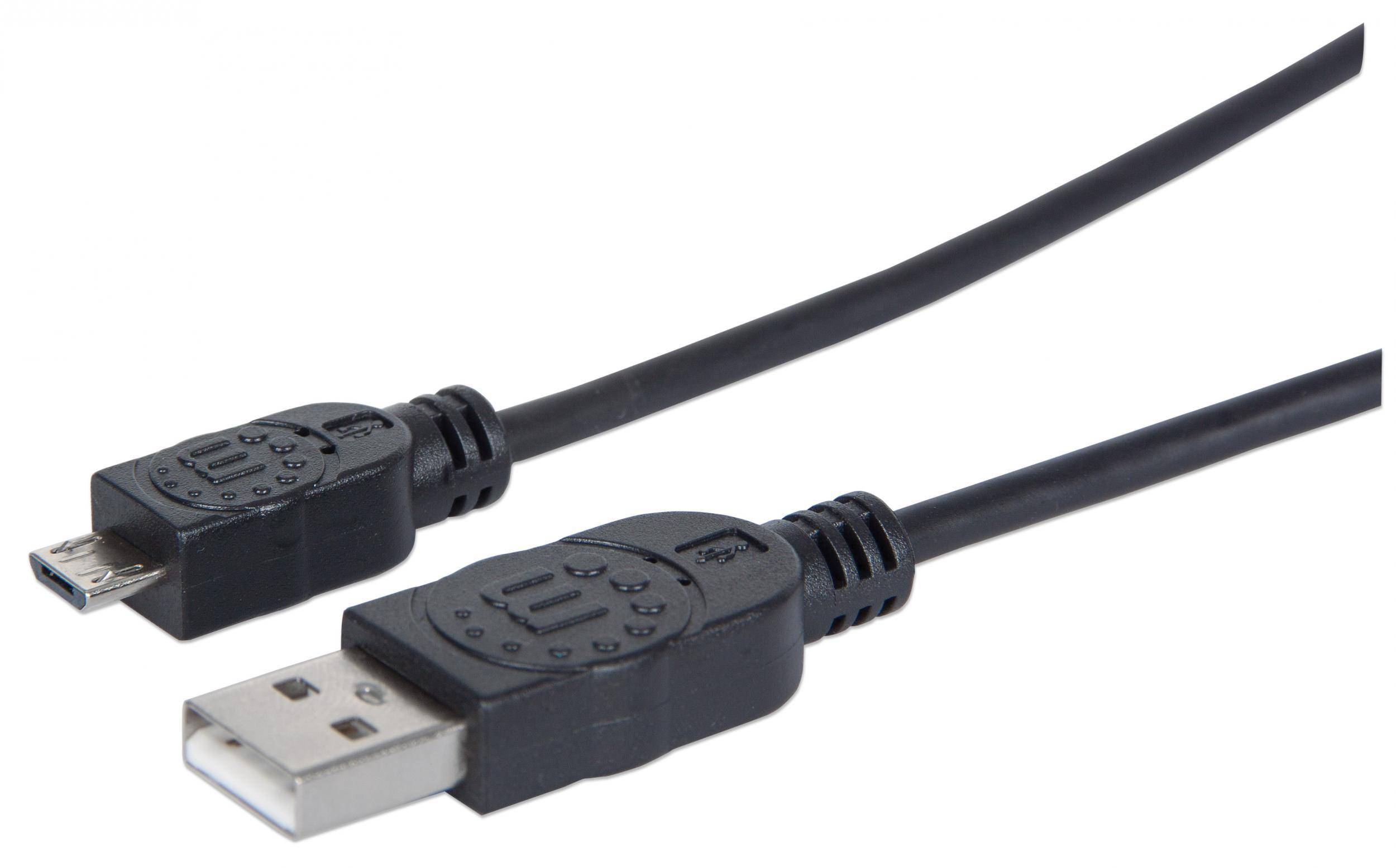 Manhattan USB cable USB 2.0 USB Micro-B plug, USB-A plug 3.00 m Black 325684-5