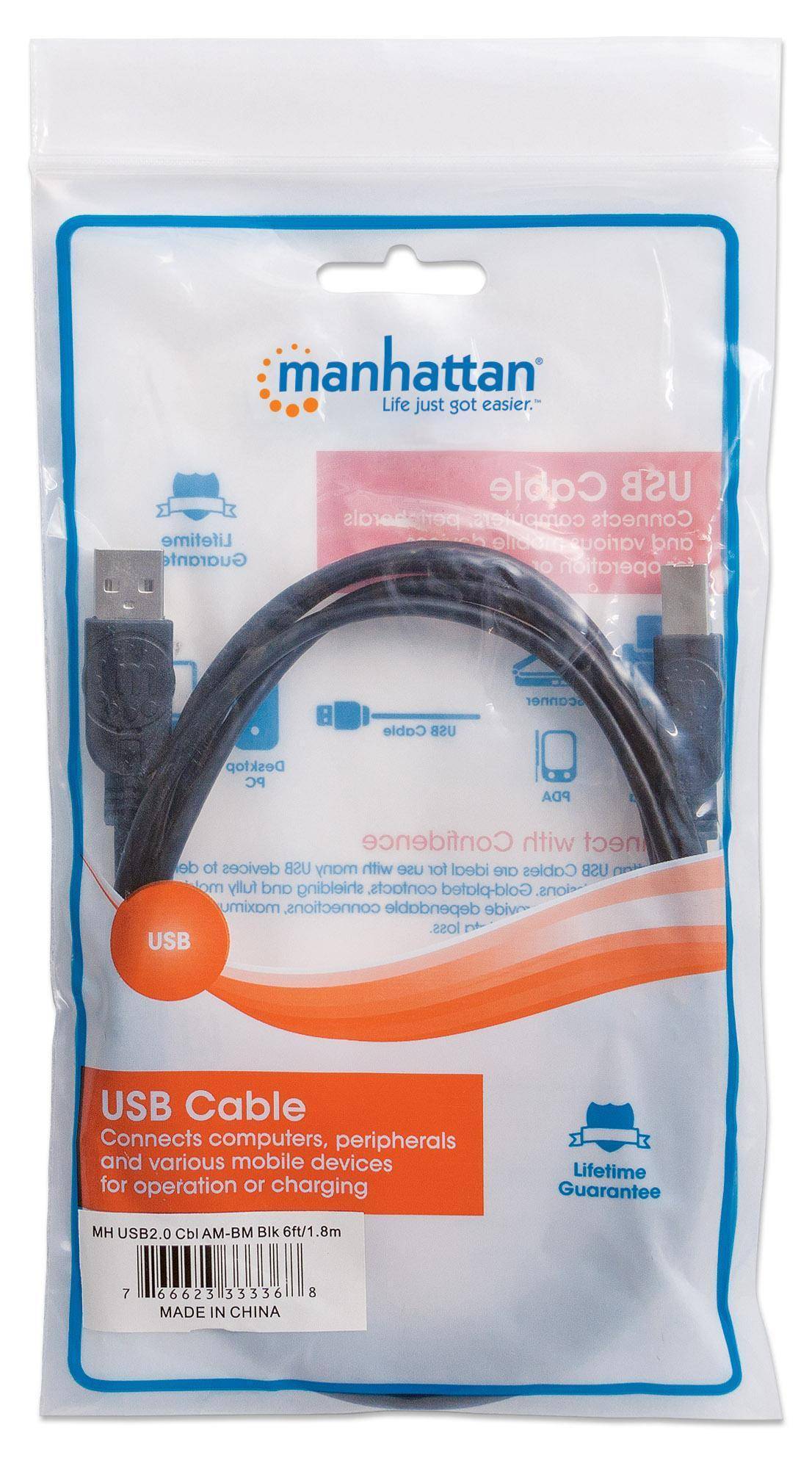 Manhattan USB cable USB 2.0 USB Micro-B plug, USB-A plug 3.00 m Black 325684-6