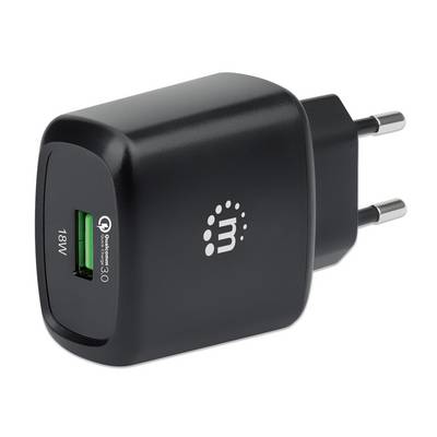 Manhattan 102384 USB charger 18 W USB 3.2 1st Gen port A (USB 3.0) Black Mains socket Qualcomm Quick Charge 3.0-3