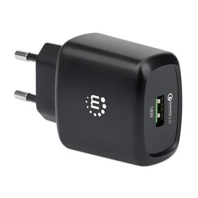 Manhattan 102384 USB charger 18 W USB 3.2 1st Gen port A (USB 3.0) Black Mains socket Qualcomm Quick Charge 3.0-4