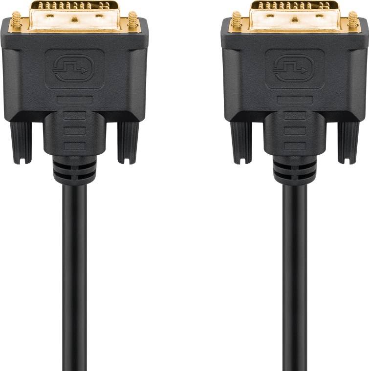 Goobay DVI Cable DVI-I 24+5-pin plug 2 m Black 69203 screwable, gold plated connectors, double shielding, Round, PVC coa-1