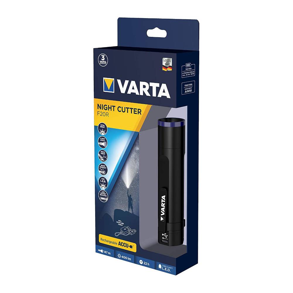 Varta Night Cutter F20R LED (monochrome) Torch Belt clip, USB interface, Adjustable rechargeable 400 lm 22 h 348 g-4