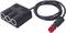 Black triple car cigarette lighter adapter with cable, suitable for connecting multiple devices in the vehicle.