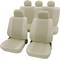 Beige car interior upholstery set comprising front and rear seat covers with a flat design. Suitable for various vehicle types.