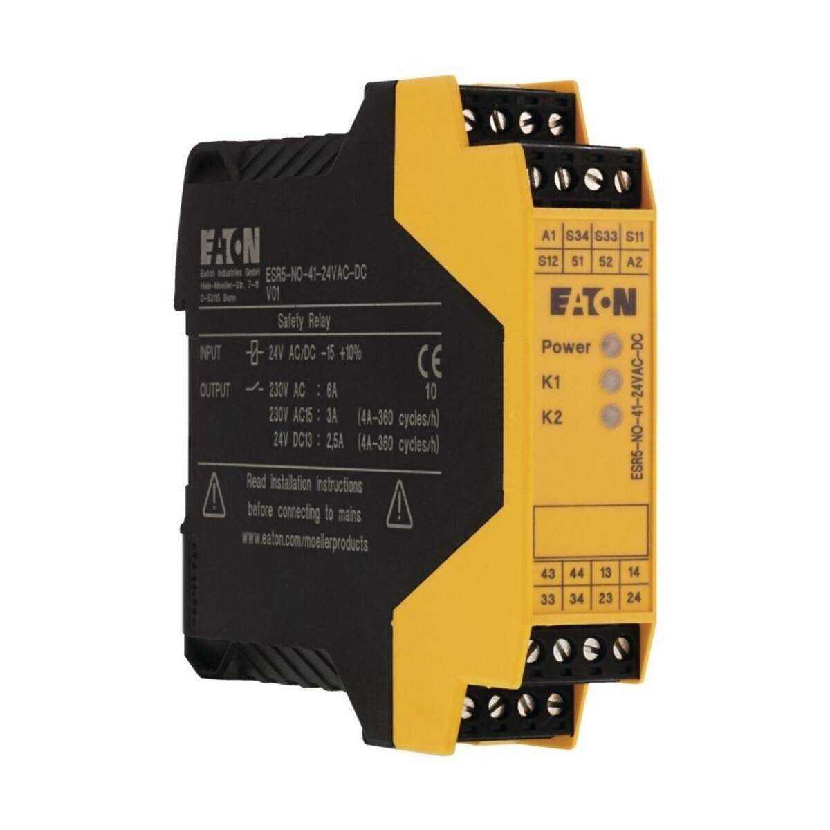 Safety relay ESR5-NO-41-24VAC-DC Eaton Operating voltage: 24 V DC/AC (W x H x D) 22.5 x 99 x 114.5 mm 1 pc(s)-2