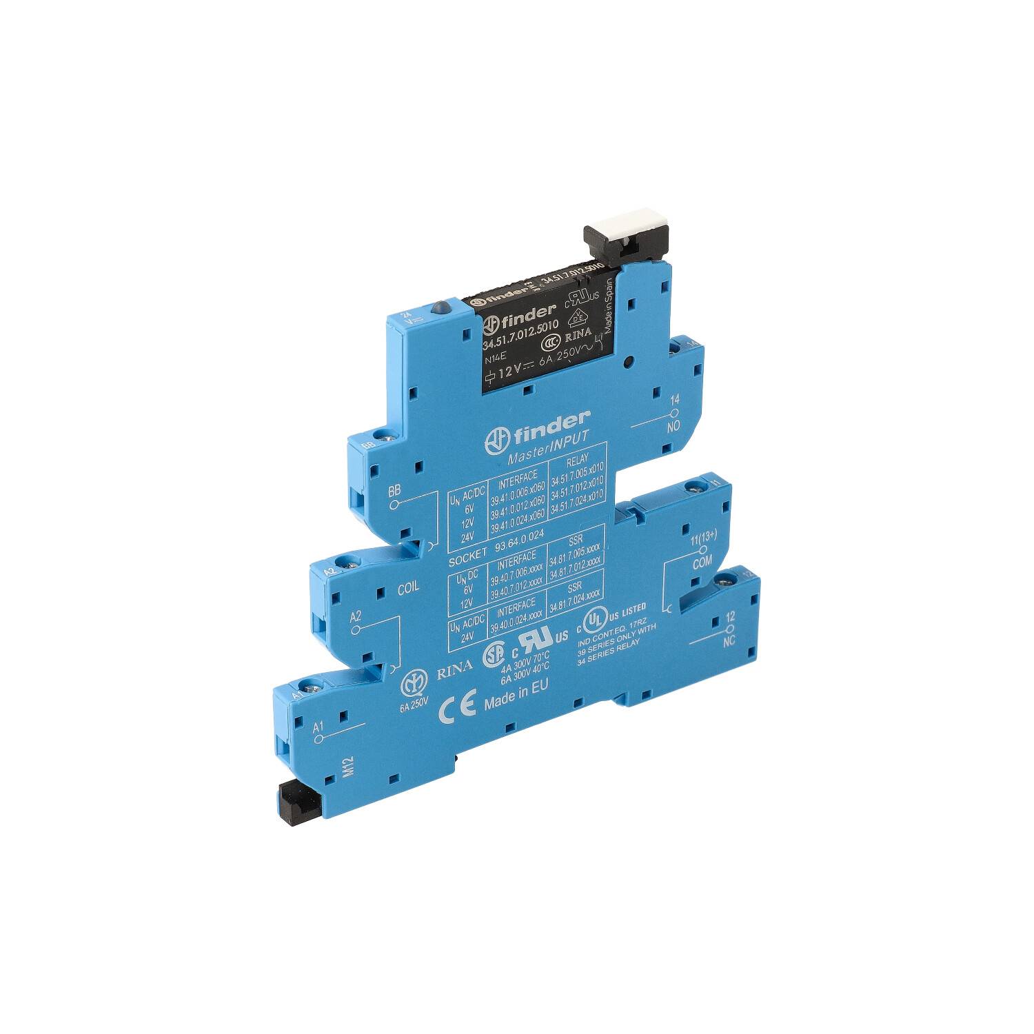 Finder 39.41.0.012.5060 - MasterINPUT Electromechanical Relay Interface Module, EMR, N/A 250V AC 6A-0