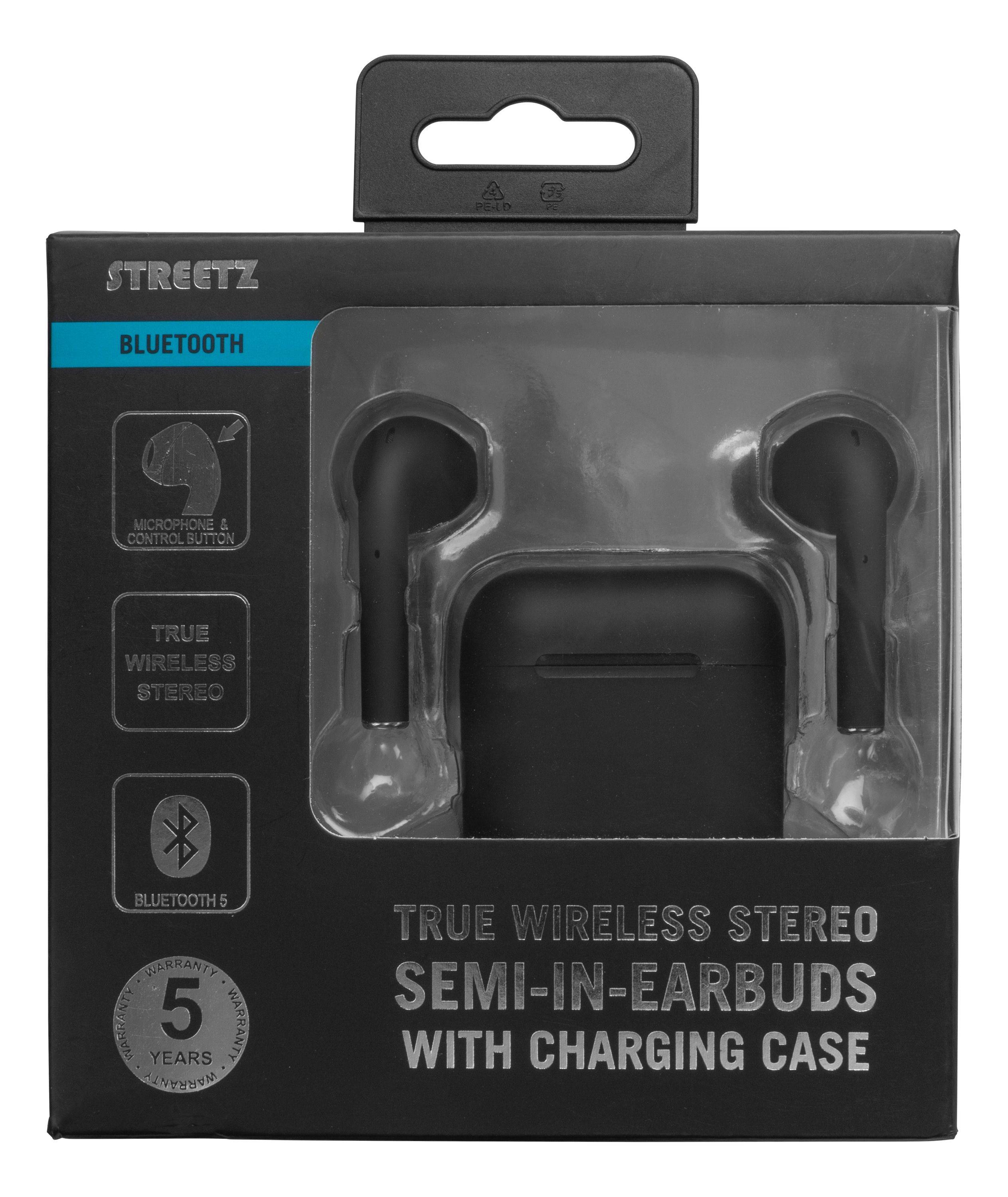 Symbol image for STREETZ TWS-0003 In-ear headset Bluetooth® (1075101) Stereo Black Remote control, Headset, Charging case