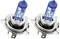 Two H7 halogen bulbs with blue coating and silver bases, positioned side by side, suitable for car headlights.