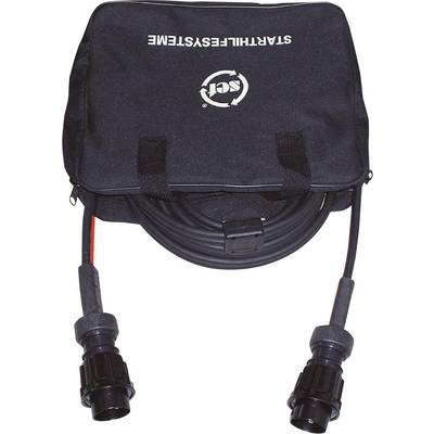 Electrical cables with plugs and a black carry bag featuring the print 'START-LIFE-SYSTEM' visible.