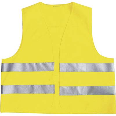 Yellow safety vest with two horizontal reflective stripes on the front.