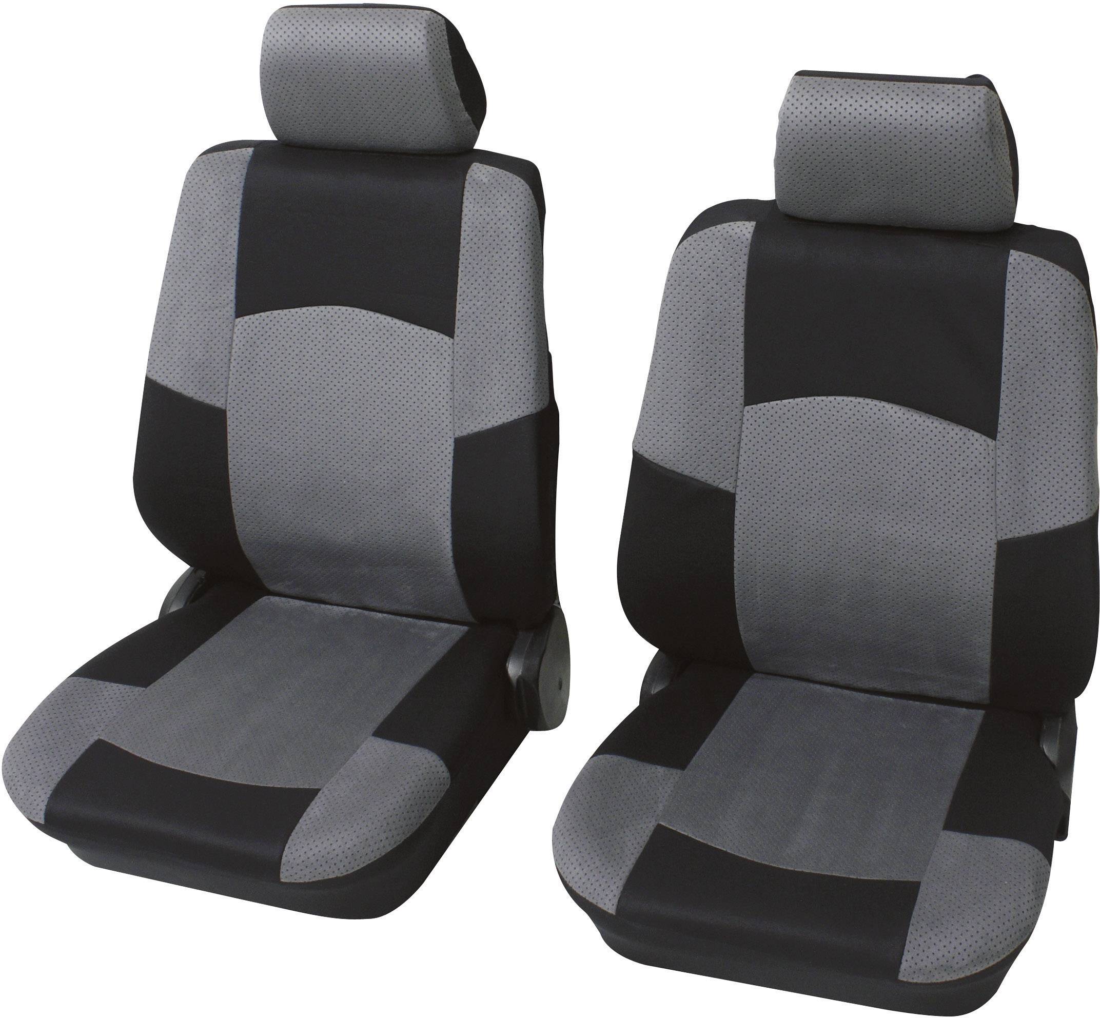 6pc Gray Black Seat Covers Separate Headrest Covers Universal Set
