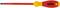 A red and yellow screwdriver with an insulated handle, bearing the 'wiha' marking, shows a blade length of 5.5 mm x 100 mm.
