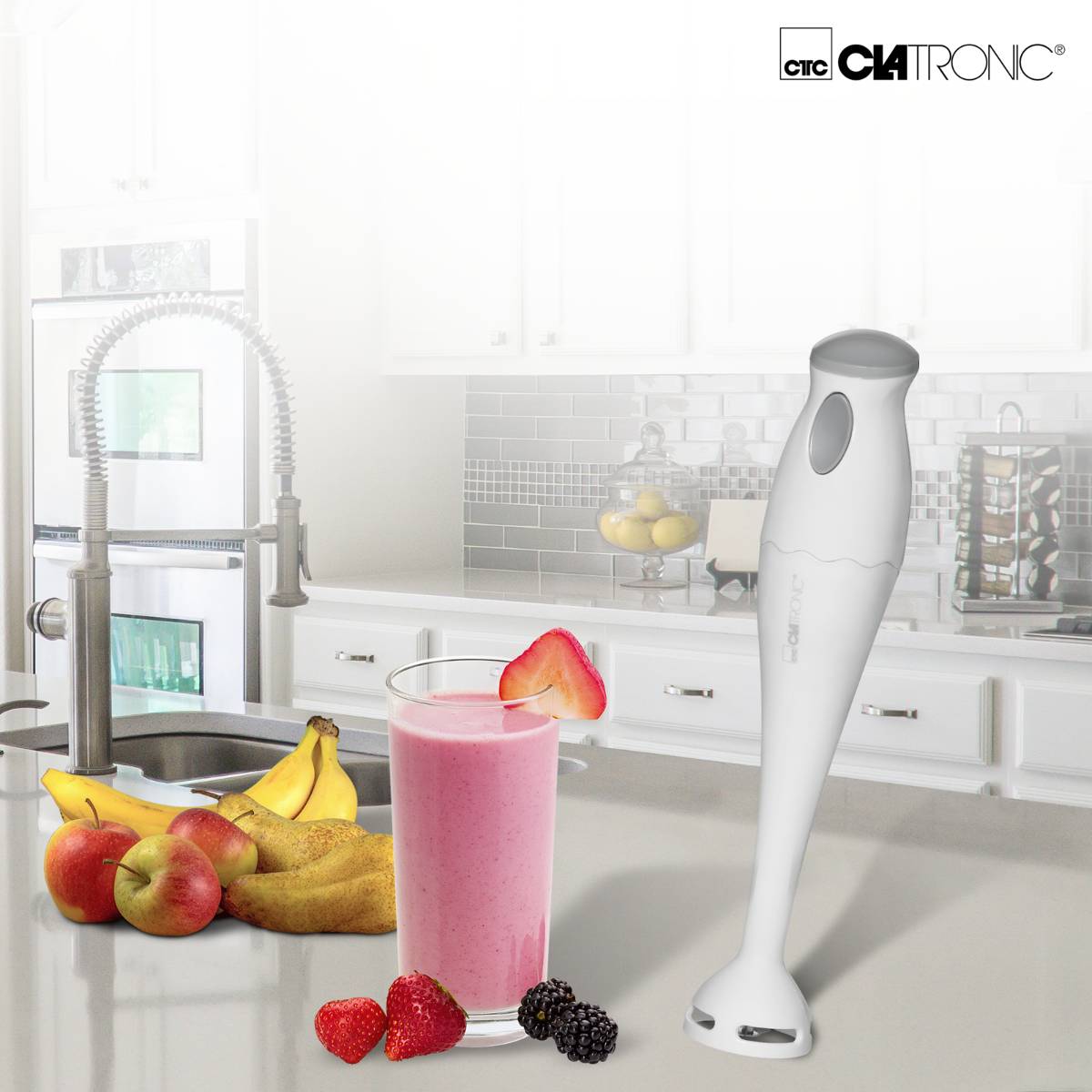 Clatronic SM 3081 Hand-held blender 180 W with mixing jar White, Grey-3