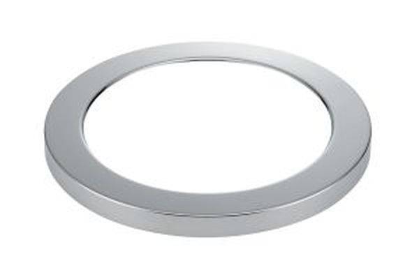 Round silver ring, flat and shiny, against a white background.