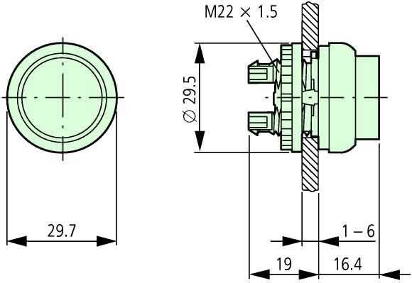 Eaton 216978 M22S-DLH-G-X1 Illuminated push button Front ring (PVC) 1 pc(s)-2