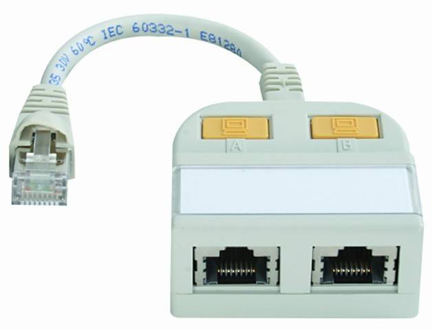Telegärtner RJ45 ISDN Y adapter [2x RJ45 socket - 1x RJ45 plug] 15.00 cm Grey-white (RAL 7035)-2