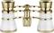 An opera glasses with golden and white details, suitable for use at theatre performances.