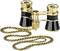 Opera glasses with golden details and braided chain, suitable for use in theatres or at opera performances.