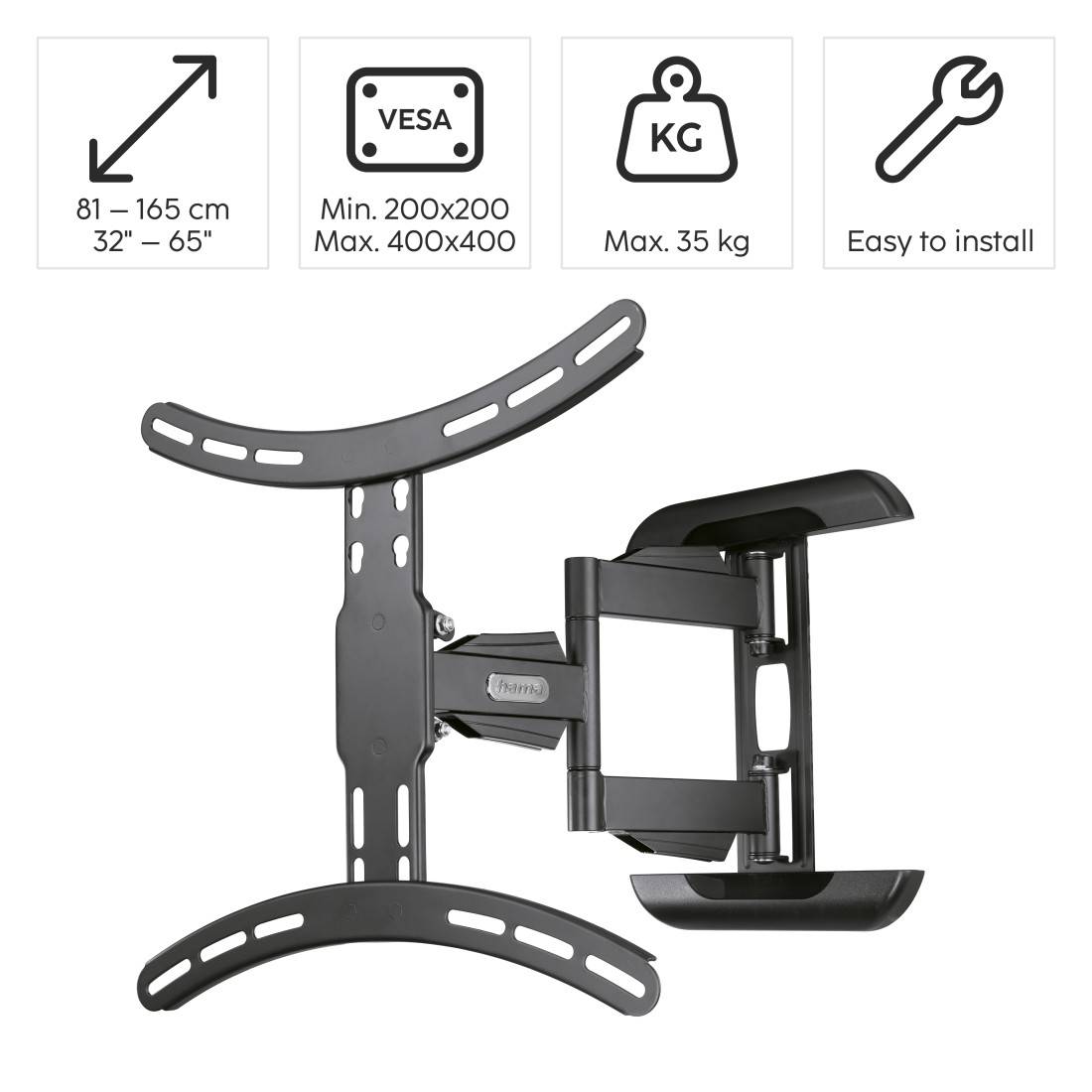 Hama 00118619 FULLMOTION TV wall mount 81,3 cm (32") 165,1 cm (65