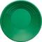 A green gold washing pan with ridges around the edge, used for separating gold from sediments.