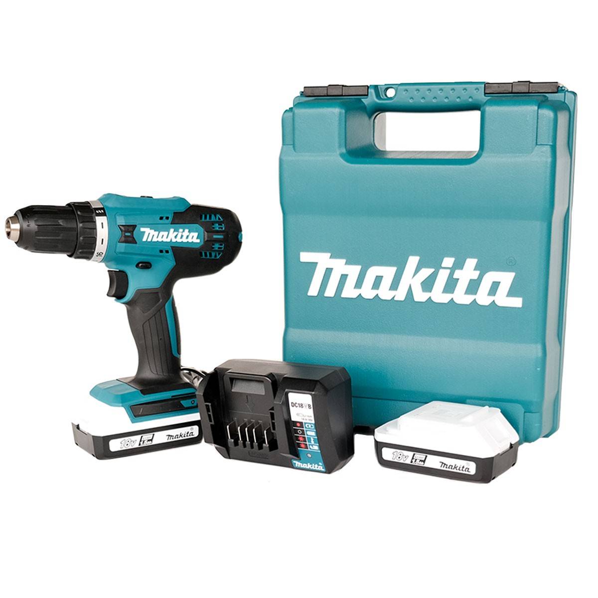 Makita DF488D002 Cordless drill 18 V 1.5 Ah Li-ion incl. spare battery, incl. charger, incl. case-1